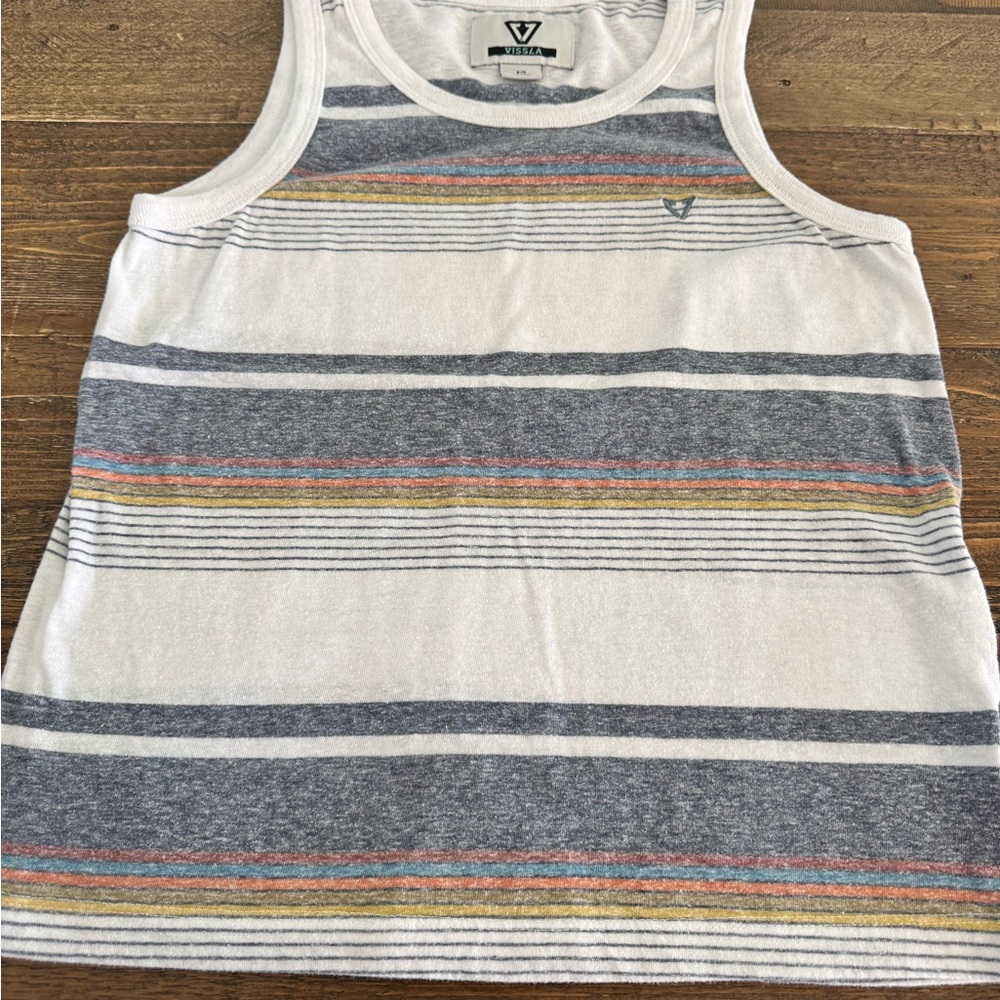 Vissla Kids Striped Tank Top - White and Gray